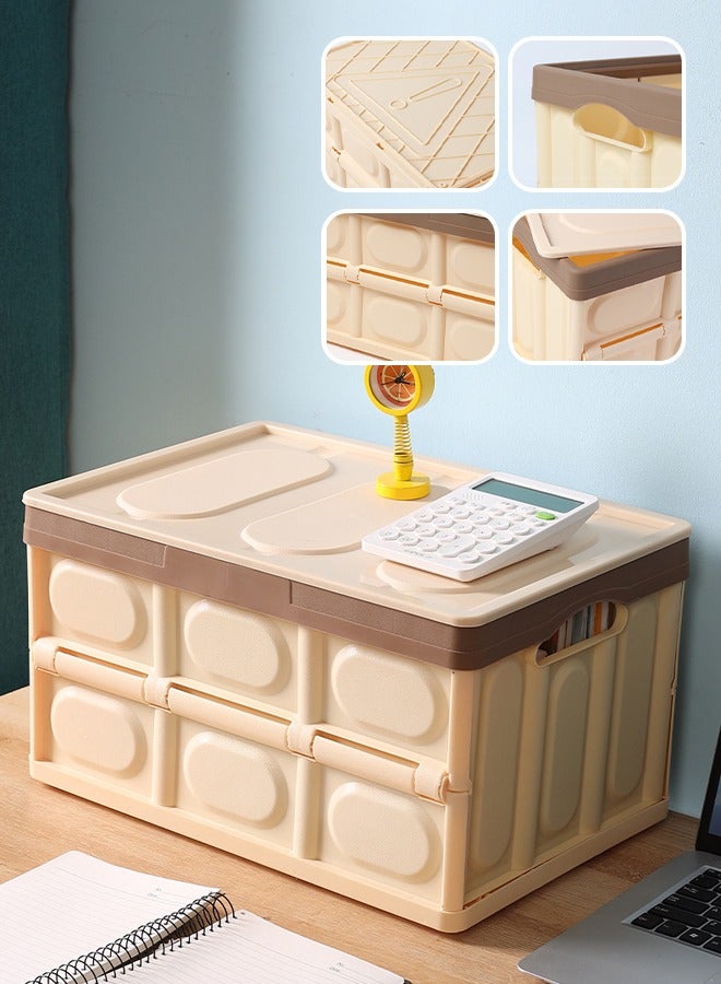 أوكيوز صندوق تخزين قوي للسيارة قابل للطي، صندوق تخزين يمكنه تخزين الأشياء المتنوعة والقرطاسية والملابس، أبيض 28 لترًا - Image 3