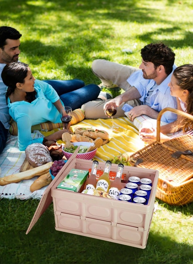 أوكيوز صندوق تخزين قوي للسيارة قابل للطي، صندوق تخزين يمكنه تخزين الأشياء المتنوعة والقرطاسية والملابس، أبيض 28 لترًا - Image 4