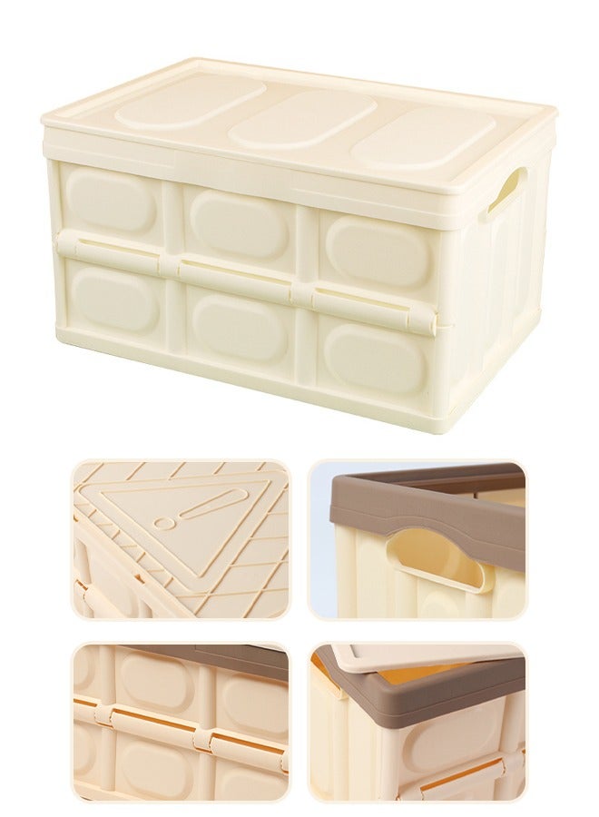 أوكيوز صندوق تخزين قوي للسيارة قابل للطي، صندوق تخزين يمكنه تخزين الأشياء المتنوعة والقرطاسية والملابس، أبيض 28 لترًا - Image 1