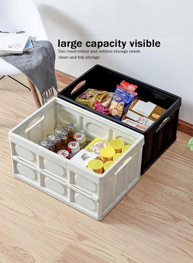 أوكيوز صندوق تخزين قوي للسيارة قابل للطي، صندوق تخزين يمكنه تخزين الأشياء المتنوعة والقرطاسية والملابس، أبيض 28 لترًا - Image 2