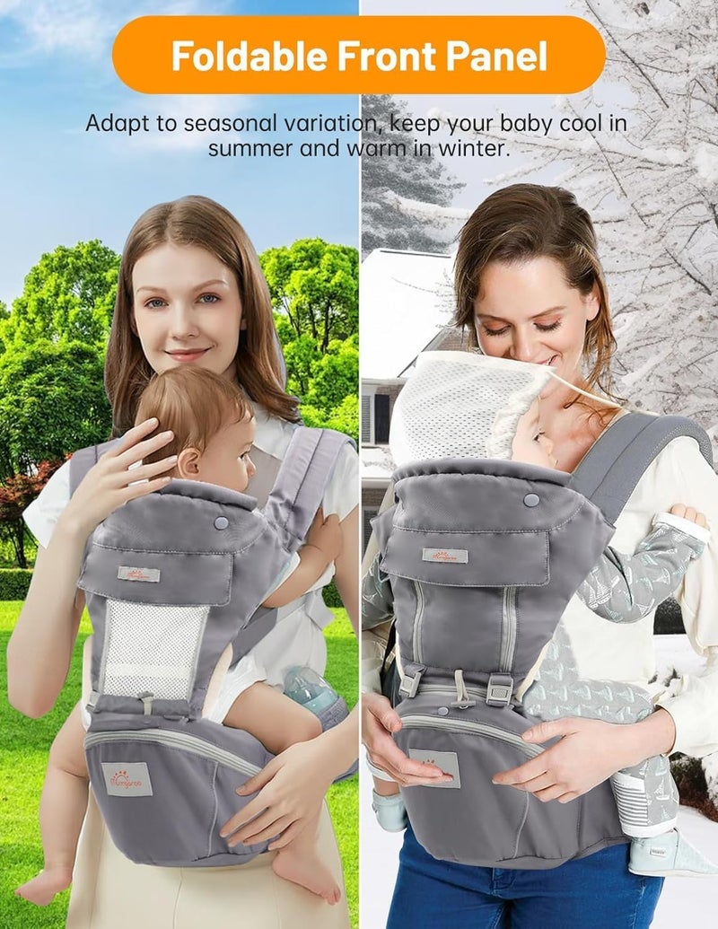Mumgaroo Baby Carrier Newborn to Toddler, Toddler Carrier with Hood All Seasons & All Position Baby Hip Carrier, Hip Carrier for Baby Breastfeeding - Image 4