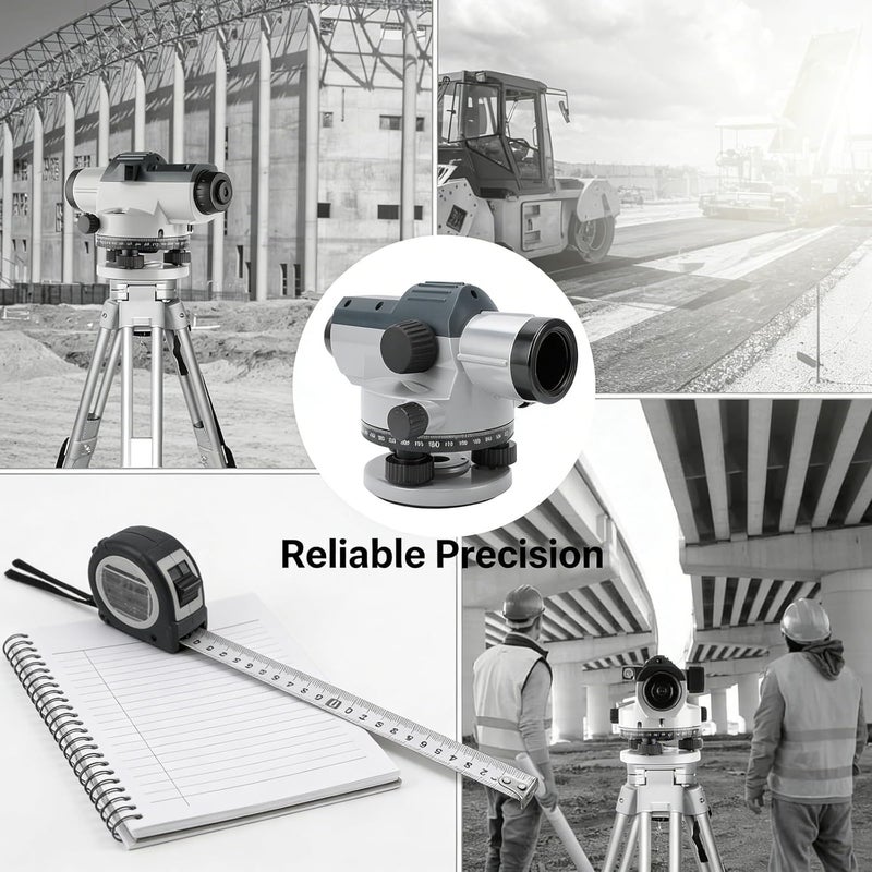 Optical Level 32X Magnification, Aluminum Alloy Surveying Tool with Magnetic Damping Compensator - Accurate Measurement, Clear Field of View, Durable and for - Image 3