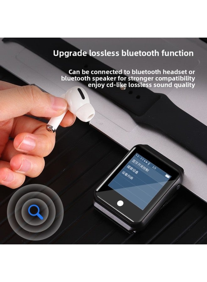 Watch Bluetooth MP3 Student English Walkman Music Player Touch Screen Metal Mp4 Pedometer FM-Body Color:Black-Memory Capacity:128G