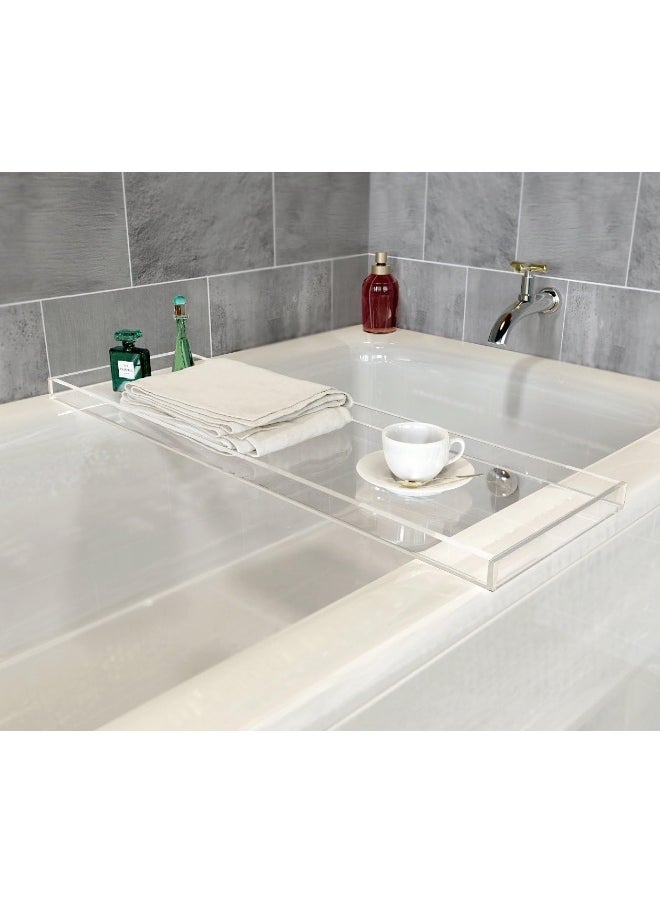 Generic ONELUX Durable Clear Acrylic Towel Tray, Lucite Bathtub Caddy  - Image 1