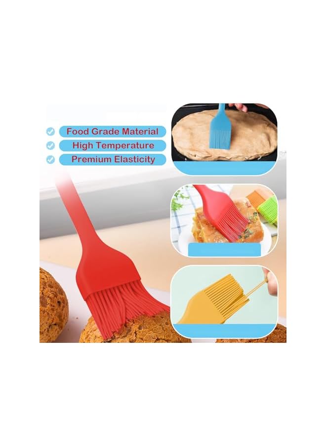 S-TOP Silicone Pastry Brushes Natural for Kitchen, Basting Brush for Baking and Cooking, Food Grill Brushes with Long Handle, Oil Brush Set 4 Packs - Image 2