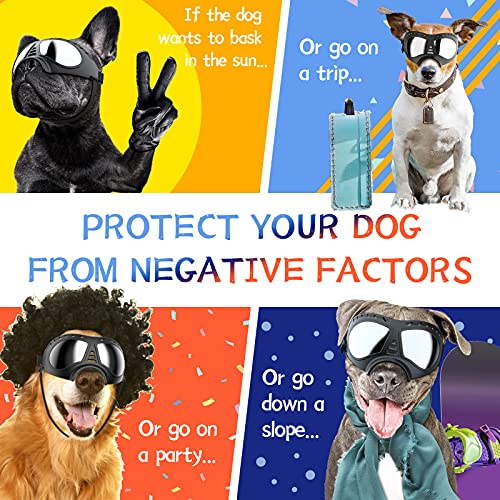 NVTED Dog Goggles Big Area Dog Sunglasses, Large Breed Windproof Snowproof Eye Protection Pet Glasses for Outdoor Driving Cycling (Large) - Image 4