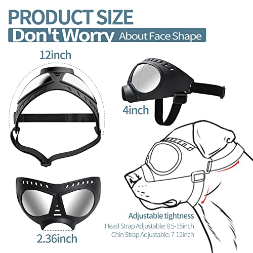 NVTED Dog Goggles Big Area Dog Sunglasses, Large Breed Windproof Snowproof Eye Protection Pet Glasses for Outdoor Driving Cycling (Large) - Image 2