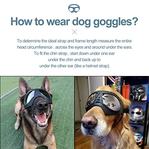 NVTED Dog Goggles Big Area Dog Sunglasses, Large Breed Windproof Snowproof Eye Protection Pet Glasses for Outdoor Driving Cycling (Large) - Image 3
