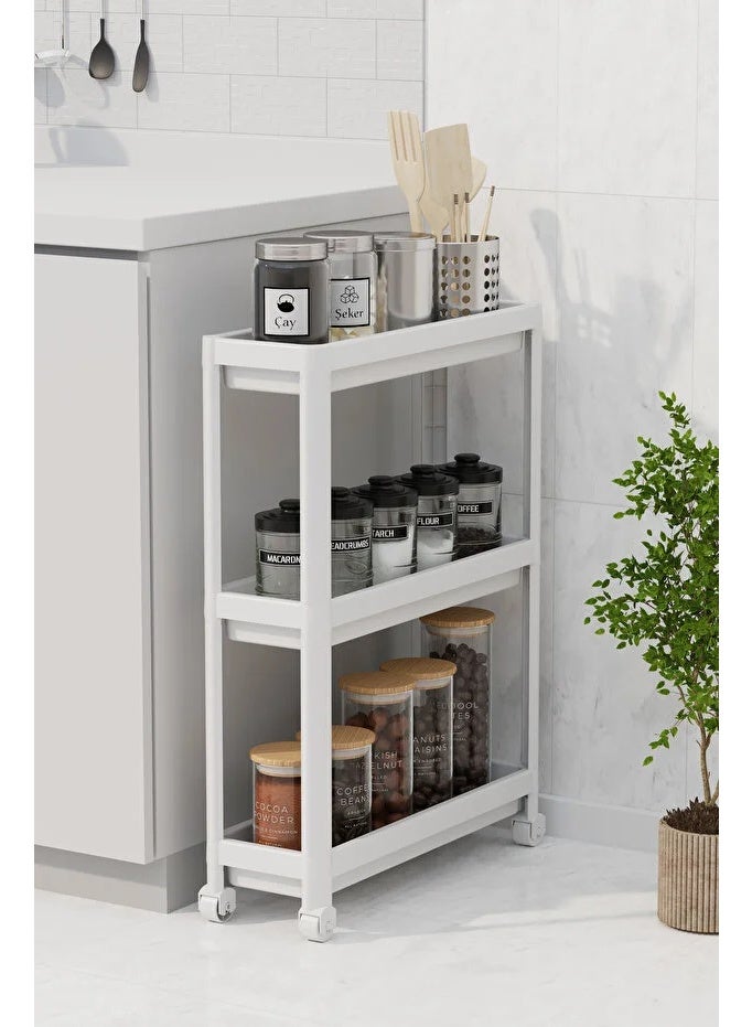 AETHER Slim 3 Tier Rolling Cart Storage Organizer For Kitchen Bathroom Tool Free Assembly (2-Piece Set) - Image 2