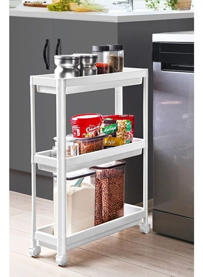 AETHER Slim 3 Tier Rolling Cart Storage Organizer For Kitchen Bathroom Tool Free Assembly (2-Piece Set) - Image 4
