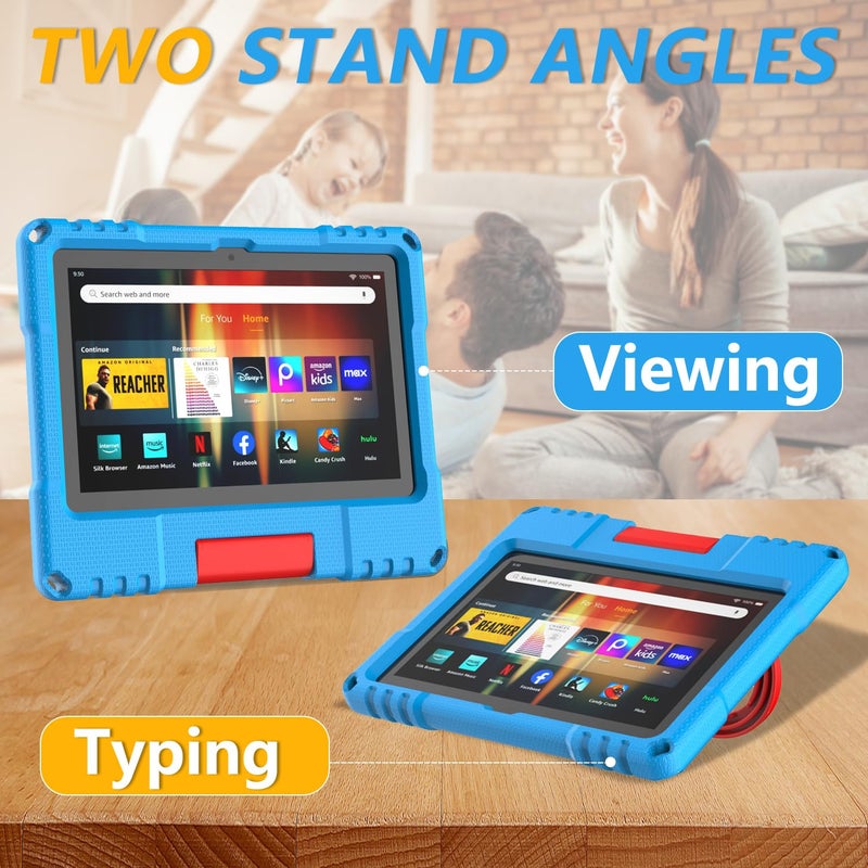 Lainergie Fire HD 8 Tablet Case for Kids(12th/10th Generation, 2024/2022/2020 Release), Lainergie Lightweight Shockproof Kid-Proof Cover with Convertible Handle Stand Incompatible with Other Older Versions,Blue - Image 4