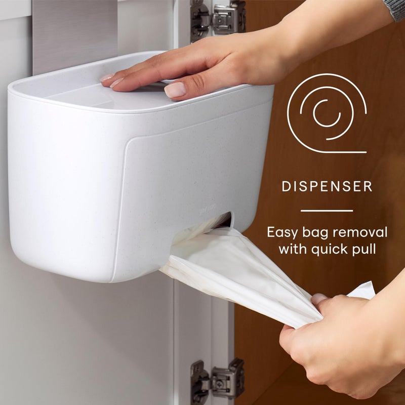 YouCopia DoorStash Garbage Bag Dispenser, Hanging Kitchen Cabinet Door Trash Bag Organizer with Removable Lid for Storage, Speckled White - Image 2