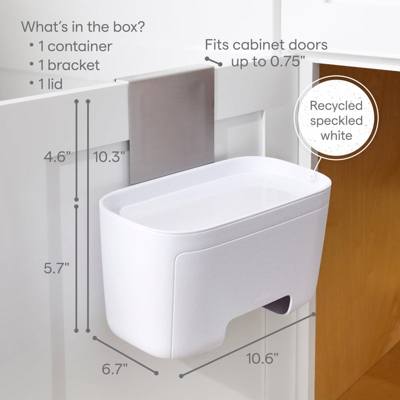 YouCopia DoorStash Garbage Bag Dispenser, Hanging Kitchen Cabinet Door Trash Bag Organizer with Removable Lid for Storage, Speckled White - Image 4