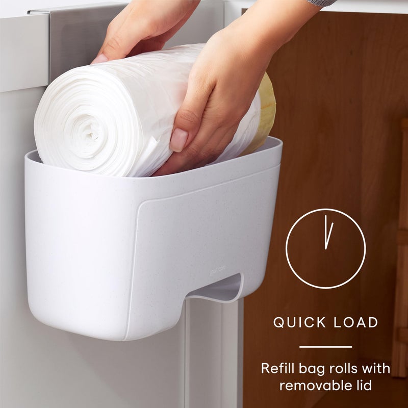 YouCopia DoorStash Garbage Bag Dispenser, Hanging Kitchen Cabinet Door Trash Bag Organizer with Removable Lid for Storage, Speckled White - Image 3
