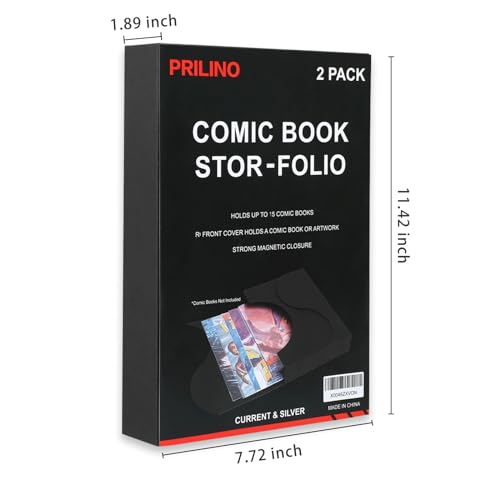 Prilino 2-Pack Black Comic Book Stor-Folio - Storage Box for Current and Silver Age Comics, Portable Folio With Strong Magnetic Closure, Ideal for Conventions - Image 2