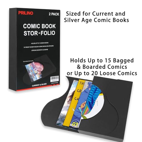 Prilino 2-Pack Black Comic Book Stor-Folio - Storage Box for Current and Silver Age Comics, Portable Folio With Strong Magnetic Closure, Ideal for Conventions - Image 3