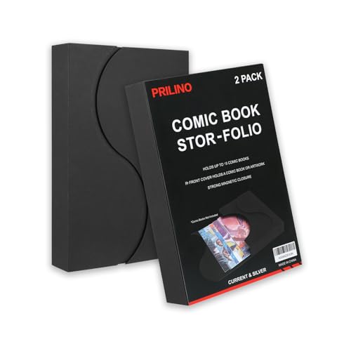 Prilino 2-Pack Black Comic Book Stor-Folio - Storage Box for Current and Silver Age Comics, Portable Folio With Strong Magnetic Closure, Ideal for Conventions - Image 1