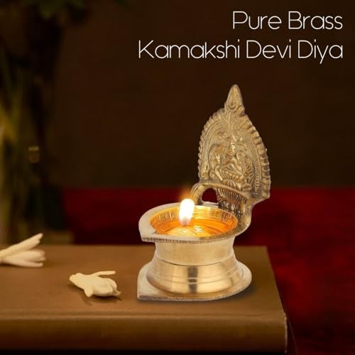 Torppeza Kamakshi Devi Brass Oil Deepam/Diya for Pooja|Mandir| Diwali Festival Decoration Brass Table Diya (09cm) - Image 3