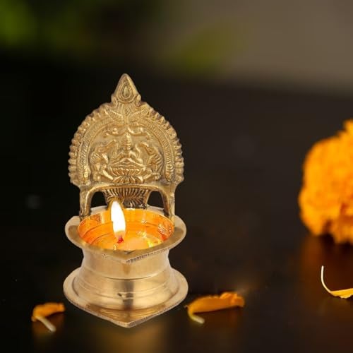 Torppeza Kamakshi Devi Brass Oil Deepam/Diya for Pooja|Mandir| Diwali Festival Decoration Brass Table Diya (09cm) - Image 5