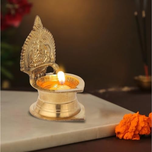 Torppeza Kamakshi Devi Brass Oil Deepam/Diya for Pooja|Mandir| Diwali Festival Decoration Brass Table Diya (09cm) - Image 4