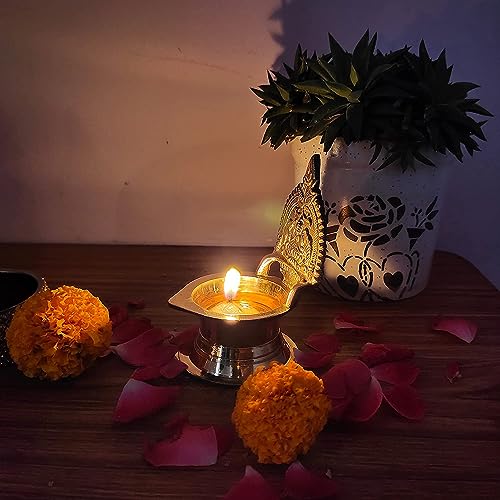 Torppeza Kamakshi Devi Brass Oil Deepam/Diya for Pooja|Mandir| Diwali Festival Decoration Brass Table Diya (09cm) - Image 2