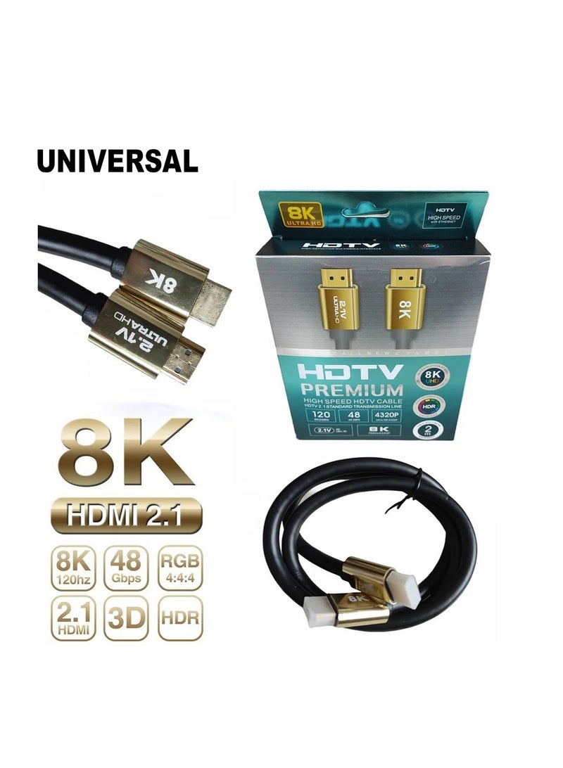 UNIVERSAL HDMI 2.1 Cable 8K UHD 2M – High Speed 48Gbps HDR - Image 1