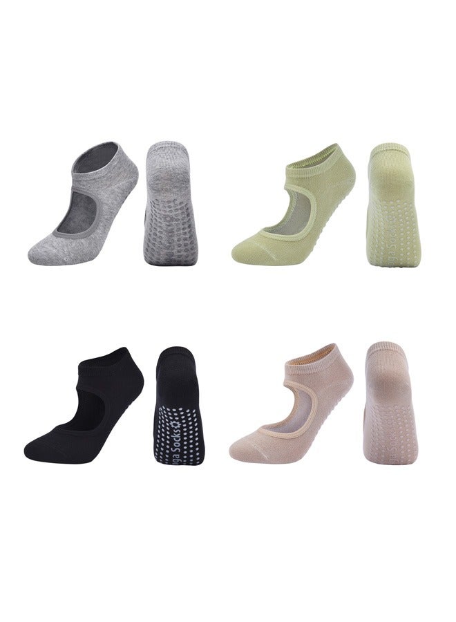 بمعنى سحر بمعنى حديقة 4 أزواج من السيدات غير زلة الجوارب اليوغا انتزاع الجوارب بيلاتيس - Image 2