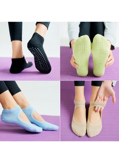Magic Park 4 Pairs Non-Slip Yoga Socks Pilates Grip Socks for Women Yoga Socks for Pilates,Yoga, Ballet, Dance  - Image 1