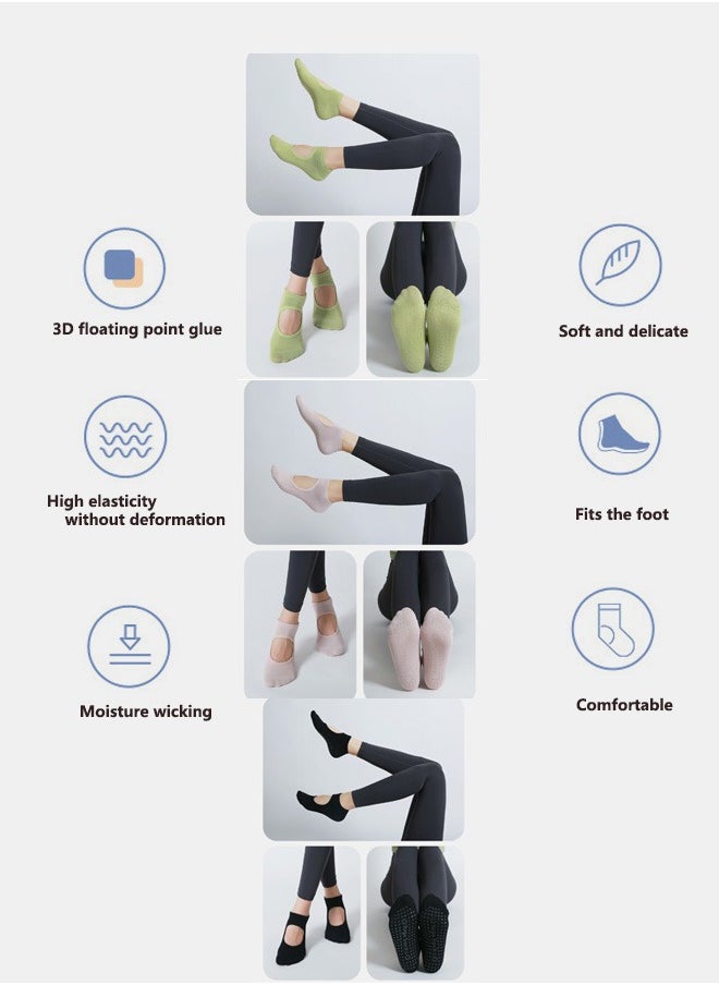 Magic Park 4 Pairs Non-Slip Yoga Socks Pilates Grip Socks for Women Yoga Socks for Pilates,Yoga, Ballet, Dance  - Image 3