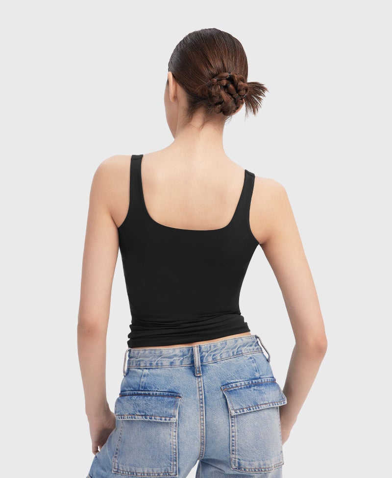 PUMIEY Tank Top for Women Sleeveless Double Lined Basic Summer Tops, Jet Black XX-Large - Image 4