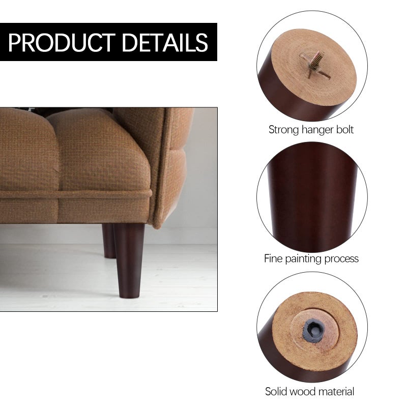 TURSTIN 8 Pieces Furniture Legs 6 Inches Round Solid Wood Furniture Feet Couch Legs Sofa Legs Replacement Legs for Armchair, Cabinet, Chair, Dresser or Home DIY Projects, Natural Wood - Image 4