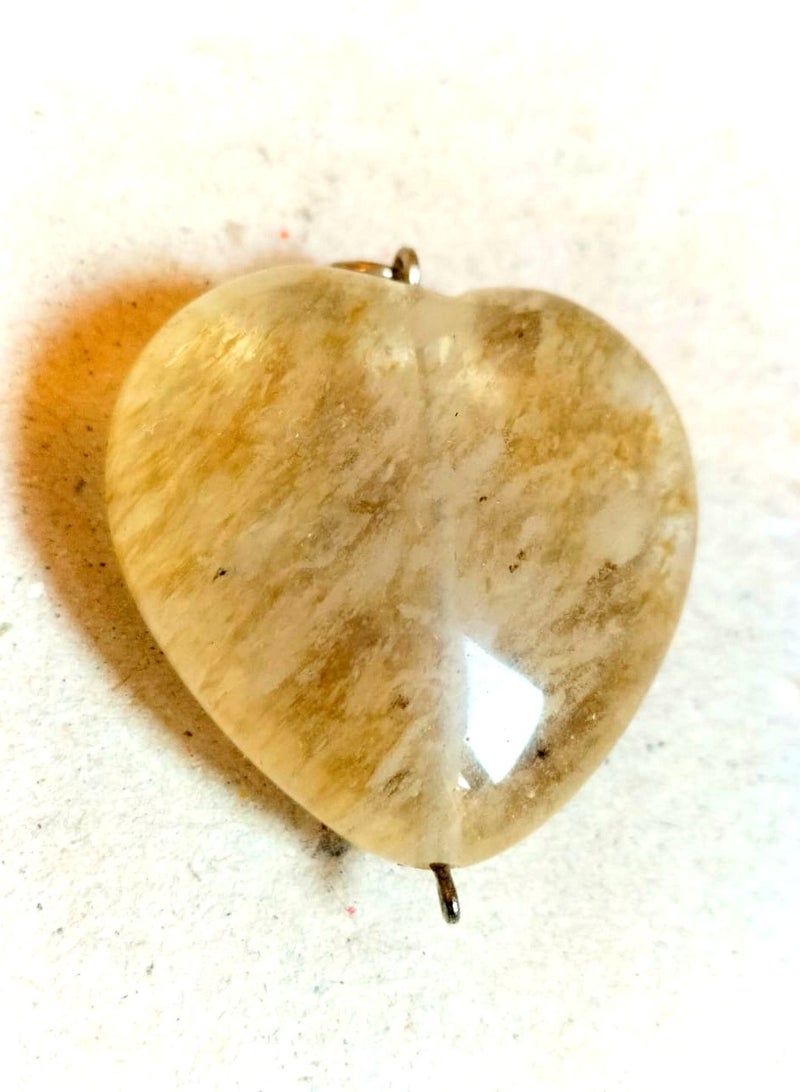 Elegant top quality heart shape yellow quartz pendant