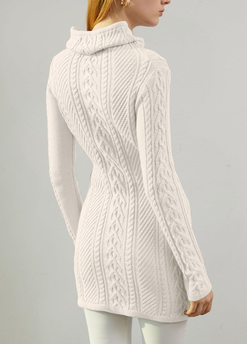 v28 Women Polo Neck Turtleneck Knit Stretchable Elasticity Long Slim Sweater (XS,Cream White) - Image 4
