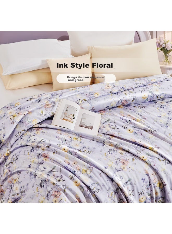 فوانا (ماركة) Fuanna Xingqi Garden لحاف حرير 100%، دافئ ومضاد للبكتيريا للشتاء، سميك، 6.8 جين، 230*229 سم، بنفسجي - Image 3