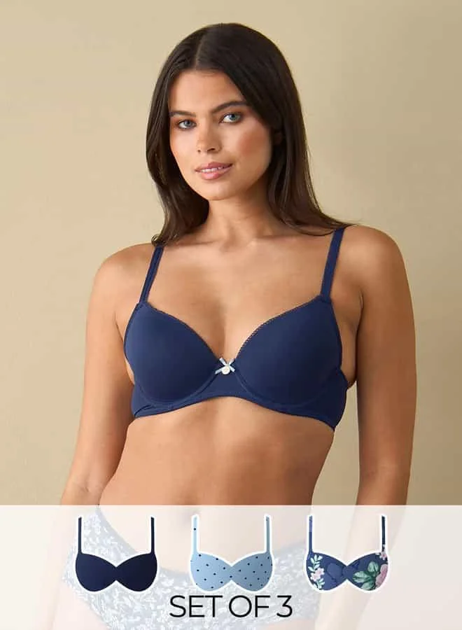 Splash FAV Set of 3 - Assorted Demi Bra with Hook and Eye Closure
