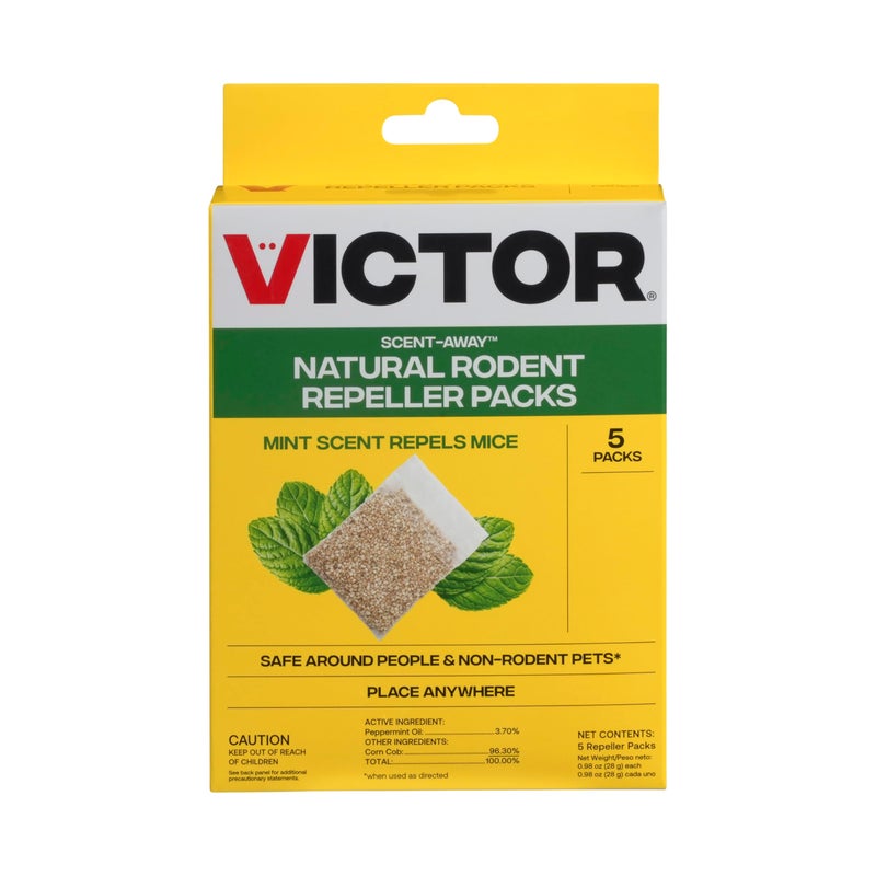 Victor M805 ScentAway Natural Rodent Repeller Peppermint Oil Mouse and Rat Repellent 5 HighStrength Rodent Repelling Sachets Included - Image 1