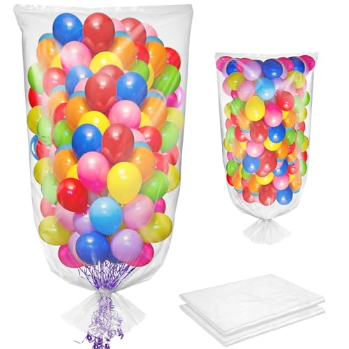 Tamodan 2 Pack Extra Large Balloon Bags for Transport 984 x 59 Inches Durable Balloon Bag Waterproof TearResistant Giant Clear Plastic Bag for Party BirthdayWedding Event Supplies - Image 1