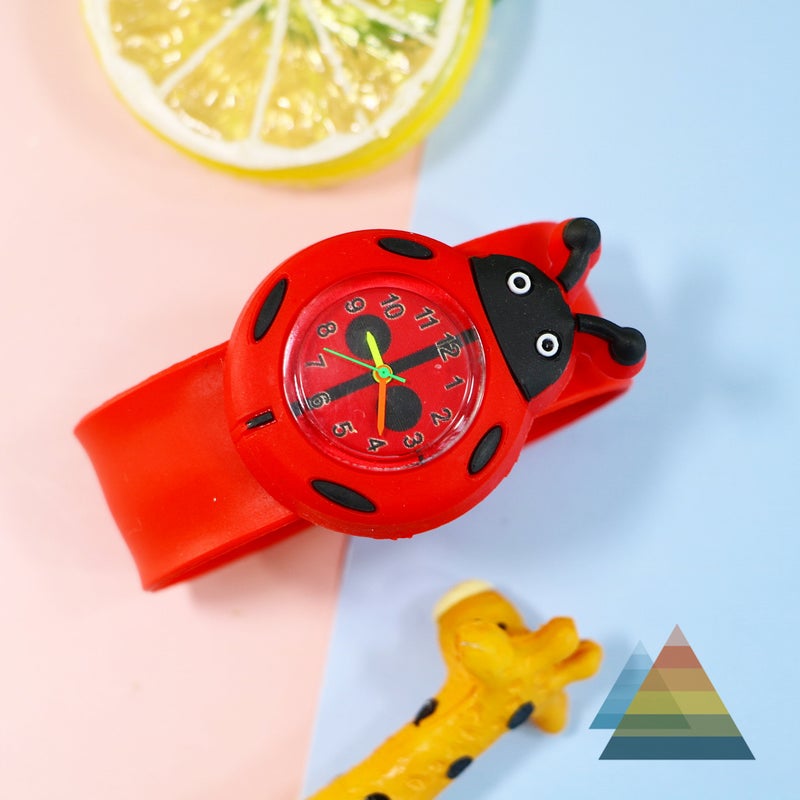 Creative Kids Cartoon Animal Slap Watches Beetle Red 