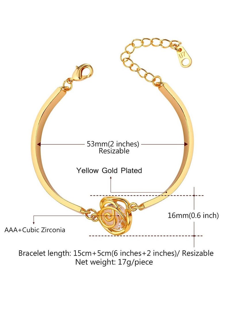 U7 Luxury AAA Zirconia Rose Flower Trendy Bracelet For Women - Image 2