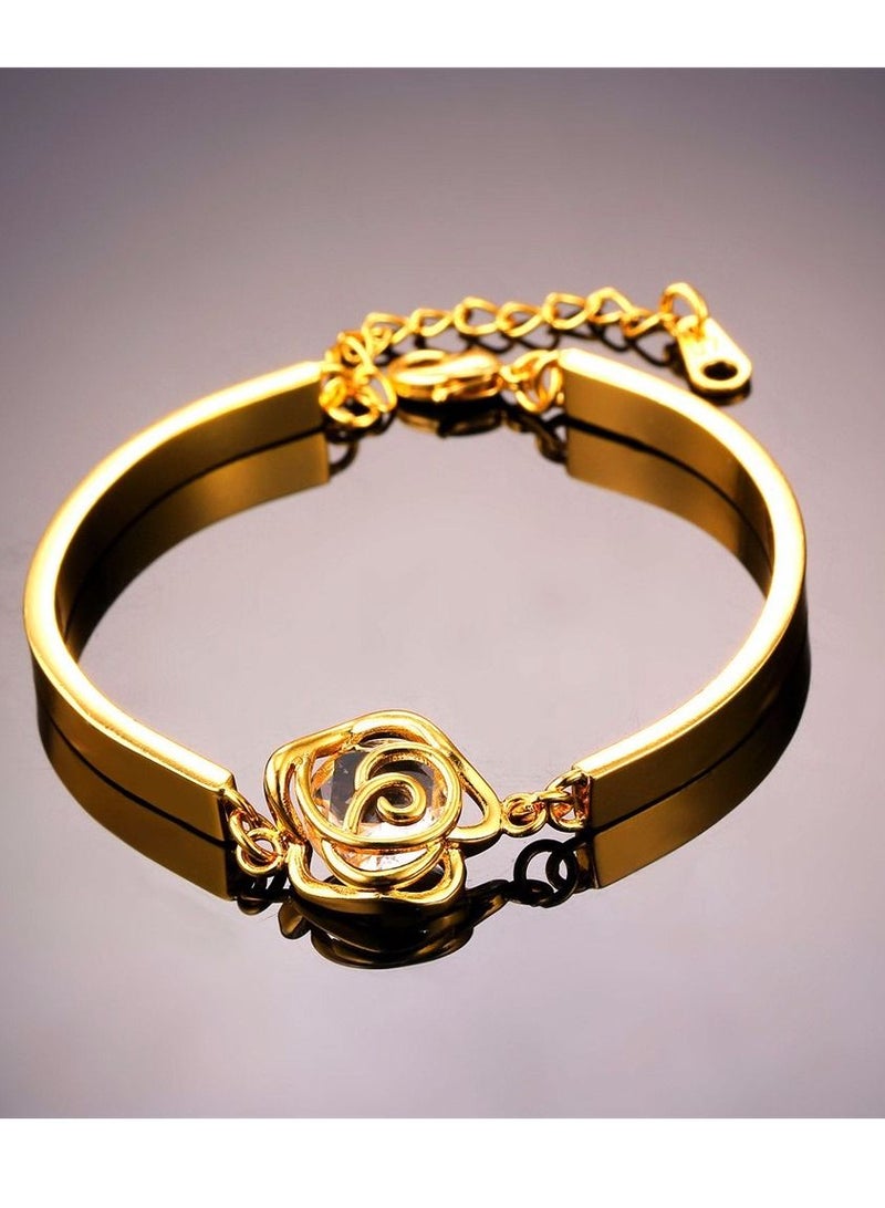 U7 Luxury AAA Zirconia Rose Flower Trendy Bracelet For Women - Image 1