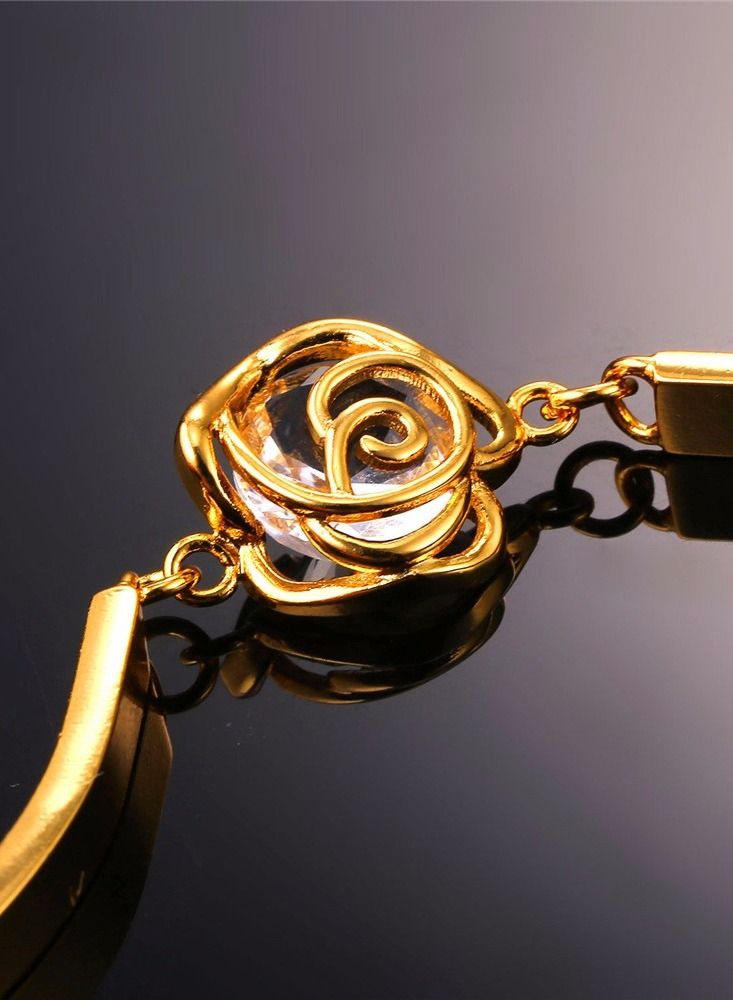 U7 Luxury AAA Zirconia Rose Flower Trendy Bracelet For Women - Image 3