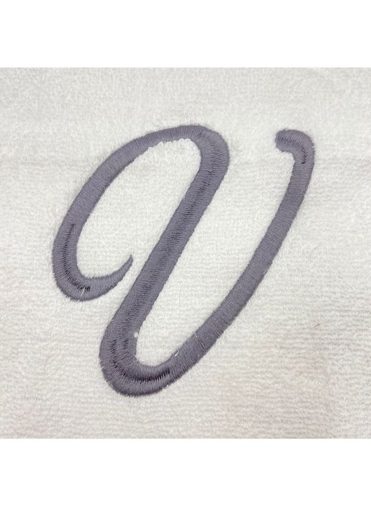 BYFT Embroidered For You (White) Luxury Monogrammed Towels (Set of 1 Hand & 1 Bath Towel) 100% Cotton, Highly Absorbent and Quick dry Bath Linen -600 Gsm (Silver Letter V) - Image 3