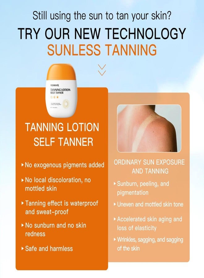 Venrock Self Tanner Tanning Lotion – Natural DHA Formula, No Added Colorants – Travel - Friendly 30ml (1.01fl.oz) – Sunless Tanning Moisturizer for Fair to Medium Skin Tones (1 pack, 30ml) - Image 4