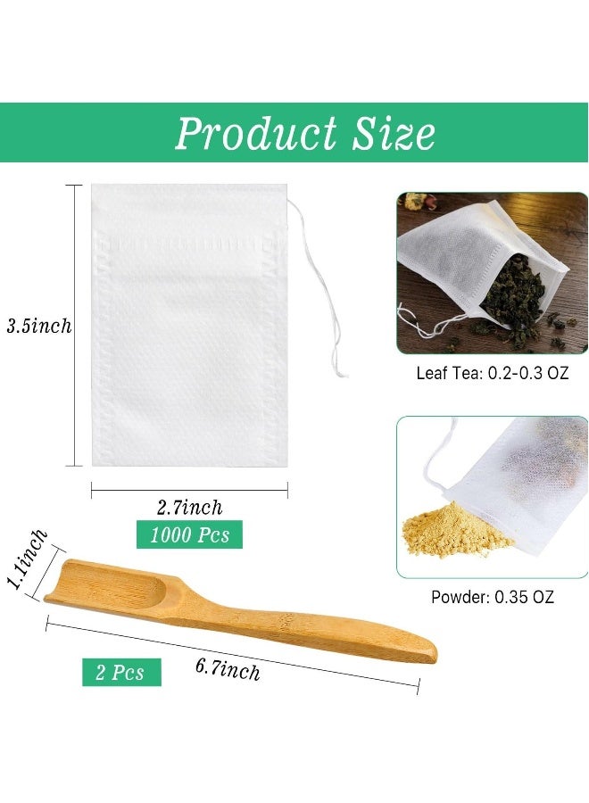 1000 Pcs Disposable Tea Bags for Loose Leaf Tea, Drawstring Empty Tea Infuser with 2 Pcs Tea Spoon, Natural Material Tea Filter Bags for Loose Leaf Tea, Coffee  - Image 3