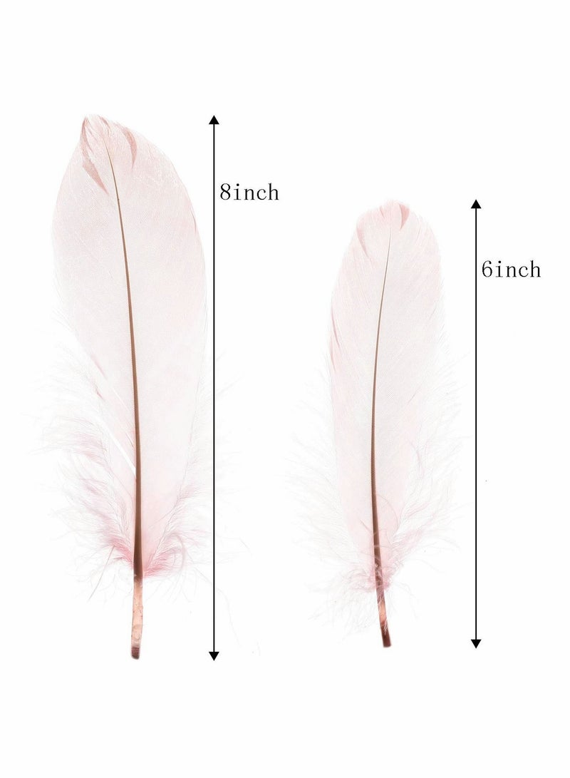 KASTWAVE 100 قطعة ريش بطة طبيعية زينة ملونة متنوعة 8 بوصة ريشة للحرف اليدوية مهرجان إريكورد وردي فاتح - Image 3