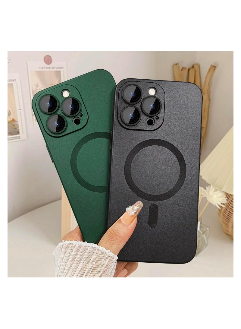 حافظة مغناطيسية لهاتف iPhone 14 Pro Max للنساء، تصميم فاخر بلمعة معدنية ناعمة مطفية مع حامي لعدسة الكاميرا، متوافقة مع حافظة Magsafe لهاتف iPhone 14 Pro Max بقياس 6.7 بوصة - اللون: أسود - Image 5