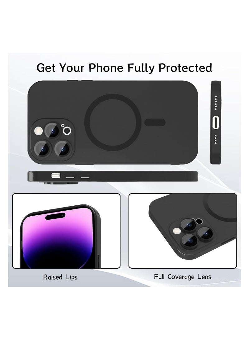 حافظة مغناطيسية لهاتف iPhone 14 Pro Max للنساء، تصميم فاخر بلمعة معدنية ناعمة مطفية مع حامي لعدسة الكاميرا، متوافقة مع حافظة Magsafe لهاتف iPhone 14 Pro Max بقياس 6.7 بوصة - اللون: أسود - Image 4