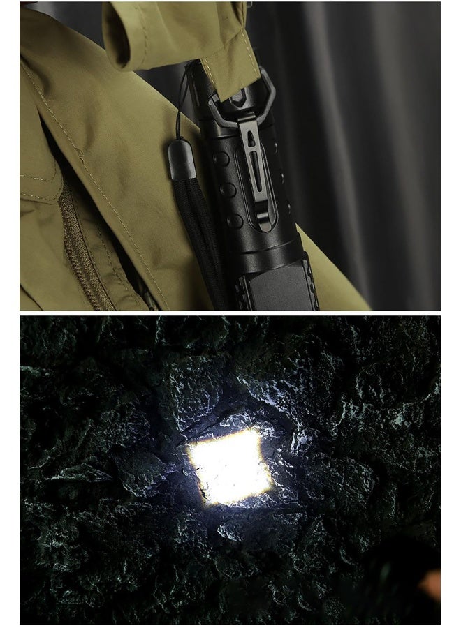 New Bright Rechargeable Flashlight - USB Outdoor Laser Torch with COB Work Light  - Image 5