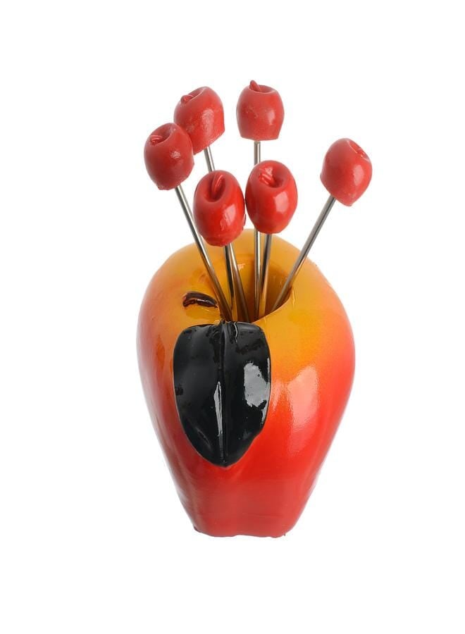 Akher el Ankoud Red apple fruit forks set 7 pieces - Image 1