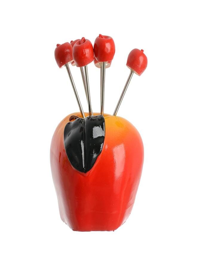 Akher el Ankoud Red apple fruit forks set 7 pieces - Image 2
